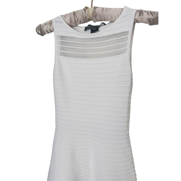 French Connection Illusion Fit & Flare Crepe Knit Mini Dress White 2 Classic - Picture 9 of 14